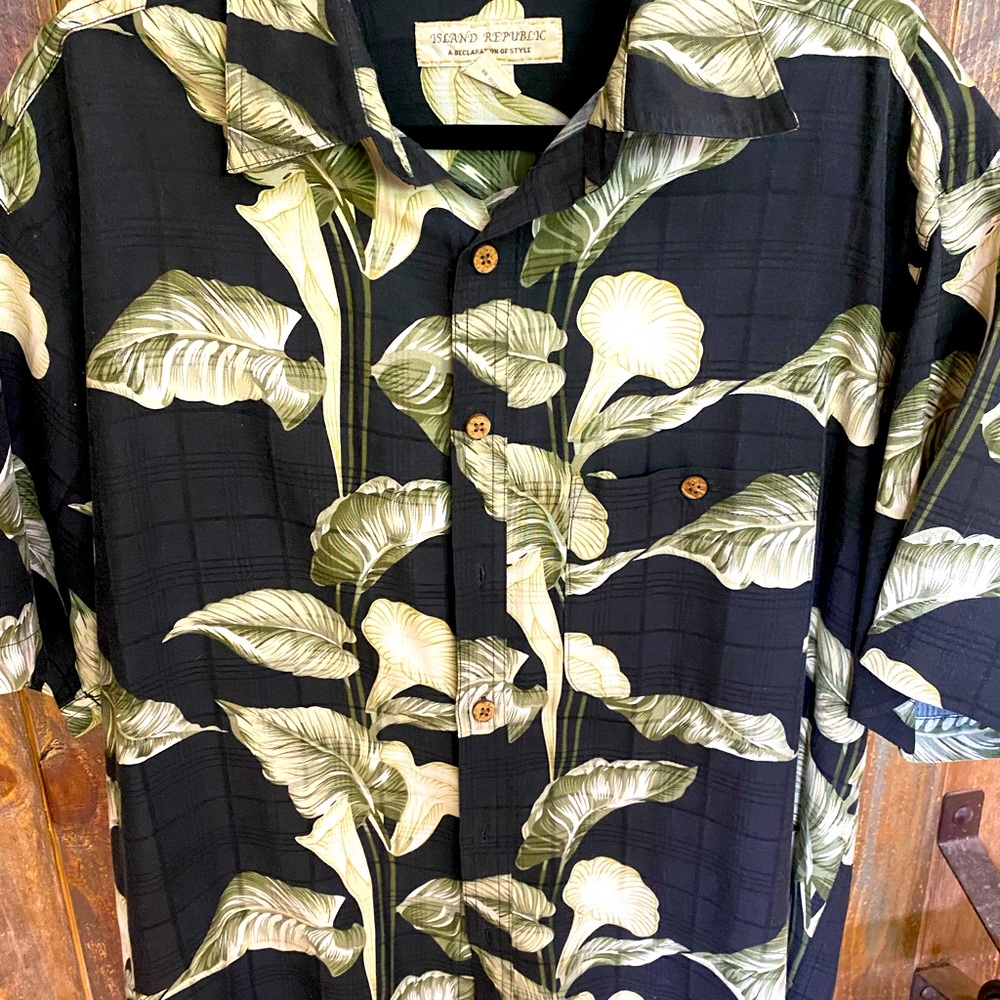 Island Republic Silk Hawaiian Shirt Large p3